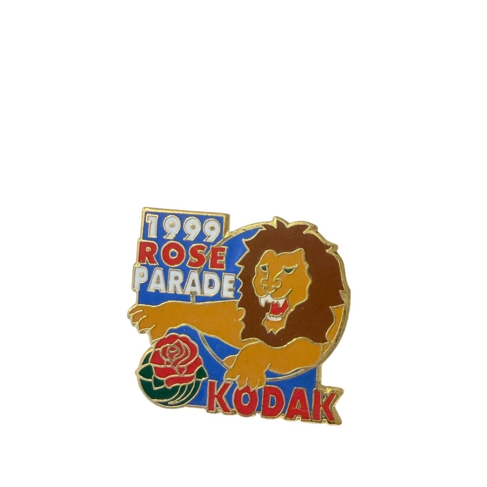 Vintage 1999 Rose Parade Kodak Lion Enamel Lapel Pin Souvenir Badge 1.25in